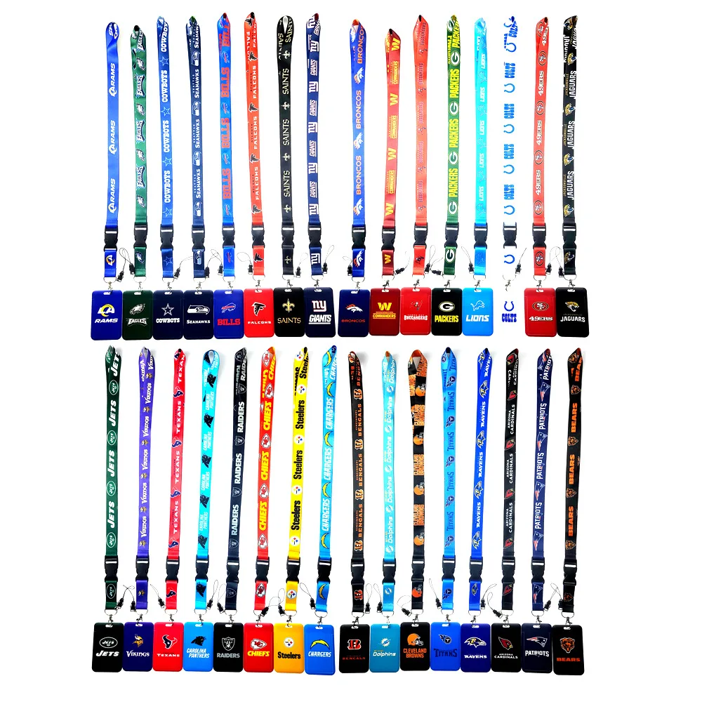 American Football Team Club Rugby NF Work Permit Card Cover Release Long Mobile Phone Lanyard