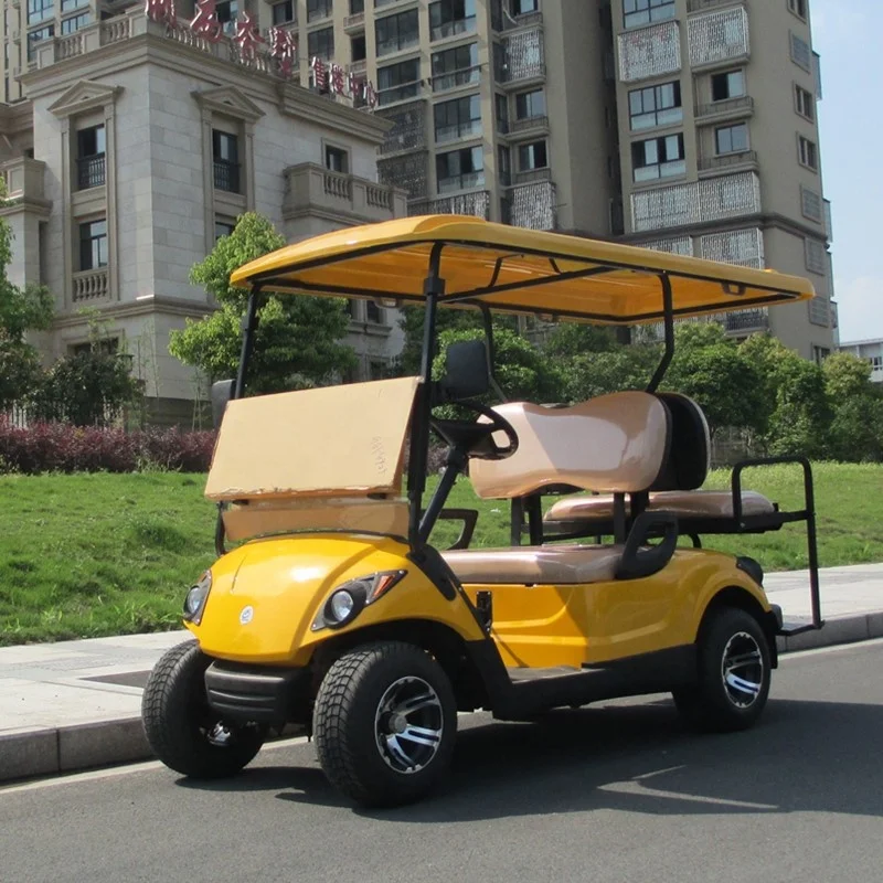 Низкая цена, 4 сиденья, клубный автомобиль, бензиновая тележка для гольфа, газовый скутер, тележка для гольфа со складным задним сиденьем