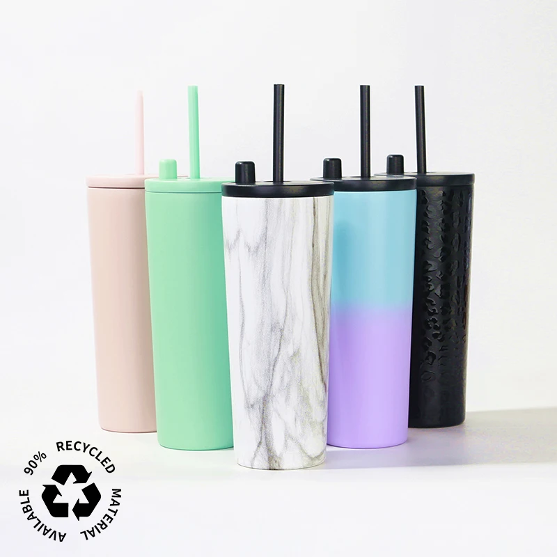 24/28oz Leak Proof Simple Custom Coffee Double Wall Cup Insulated Stainless Steel Wholesale Bulk Tumbler with Lid Straw