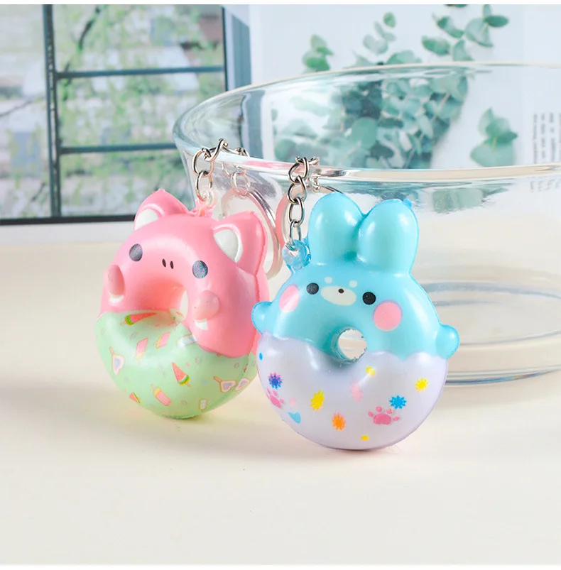 Kids Educational Custom Cute Animal Doughnut Shape Toys Anti Stress Pu Foam Reliever Squeeze Soft Slow Rising