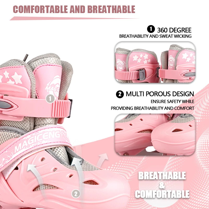 Fashionable Adjustable 4-Wheel Flashing Roller Skates Adults Kids Custom Logo Factory Professional Inline Skates Outdoor Use