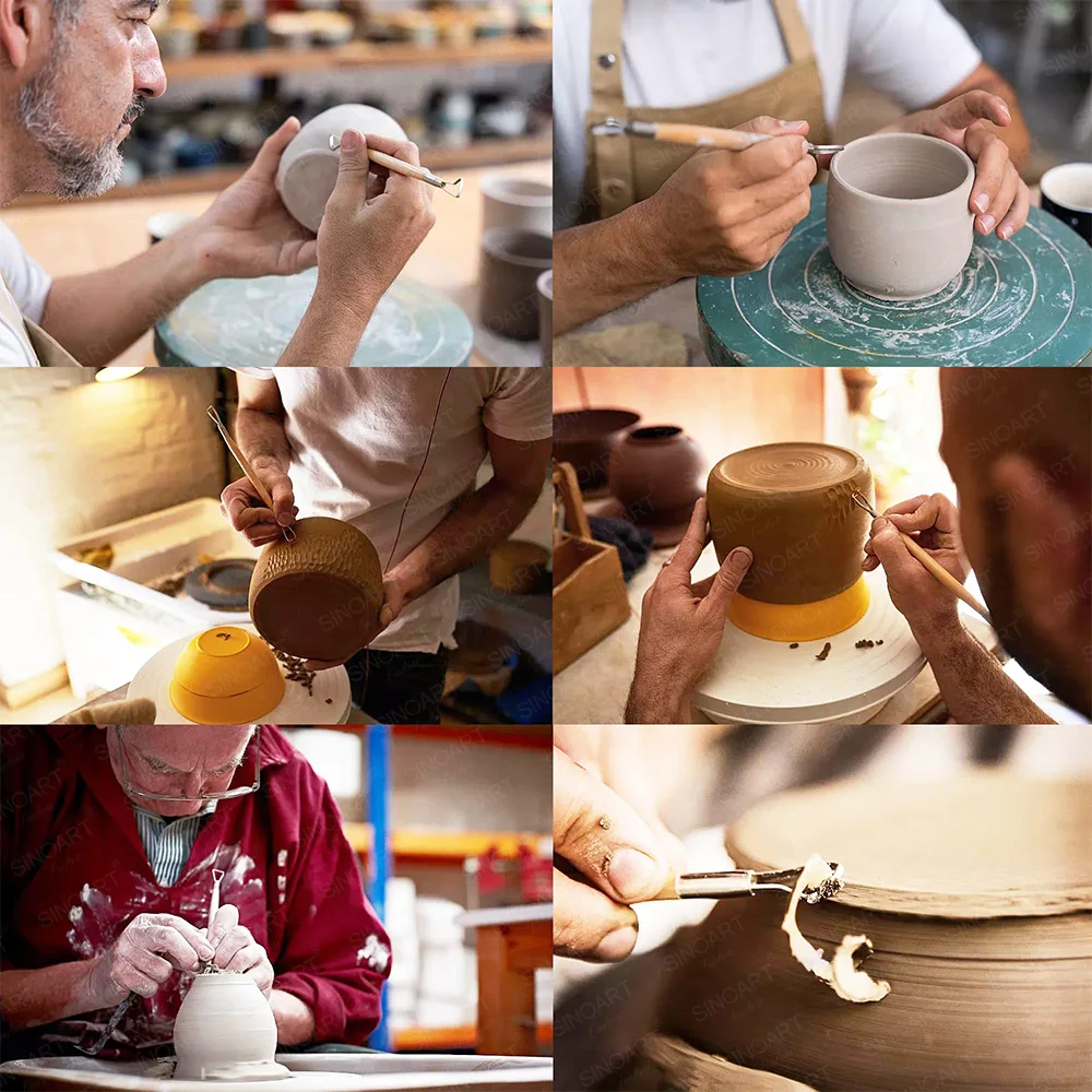 SINOART 6pcs Modeling sculptural Polymer Pottery tool Double-end wire tool Clay tool set