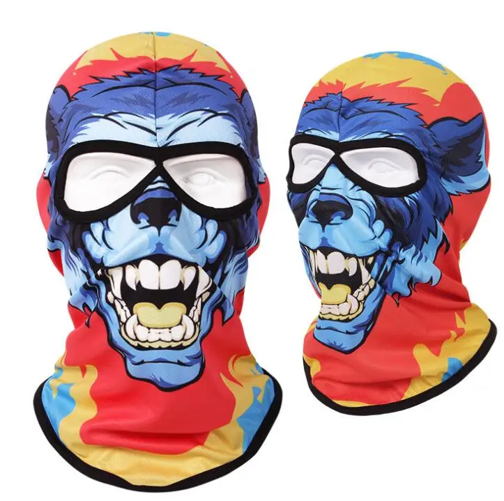 Outdoor UV protection Breathable ice silk  cooling 2 two Hole animal head balaclava hat Full Face masks
