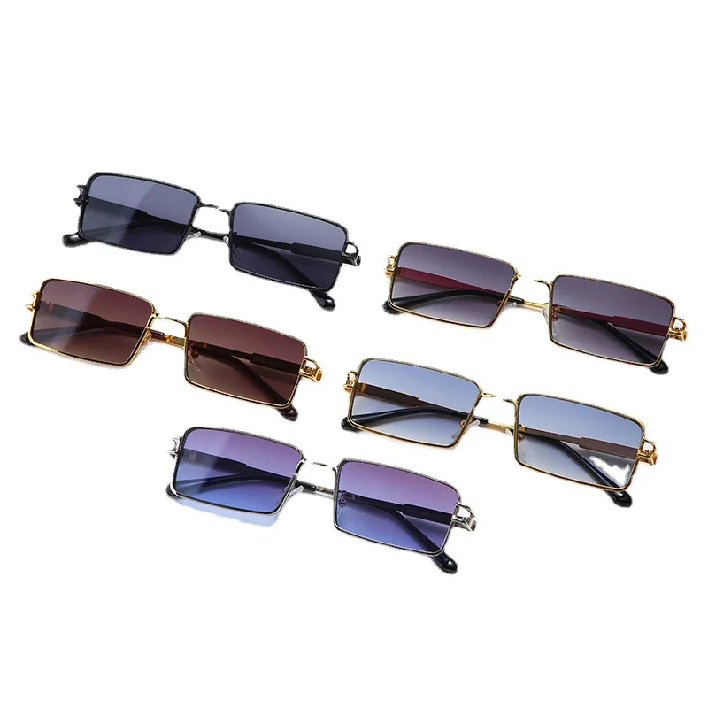 Italy Design UV400 CE Cat 3 Vintage Women Small Black Sunglasses Unisex Metal Rectangle Sun Glasses For Men