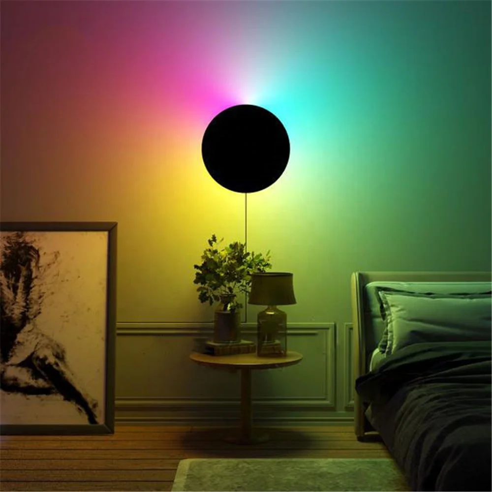 
Zhongshan sample room decorative wall lamp Amazon led modern minimalist bedroom RGB dimmable colorful wall lamp 
