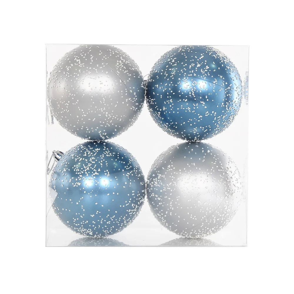 10 cm Blue Silver Glitter snow globe Christmas Ball Ornaments Courtyard Christmas Tree Decorations Pendant