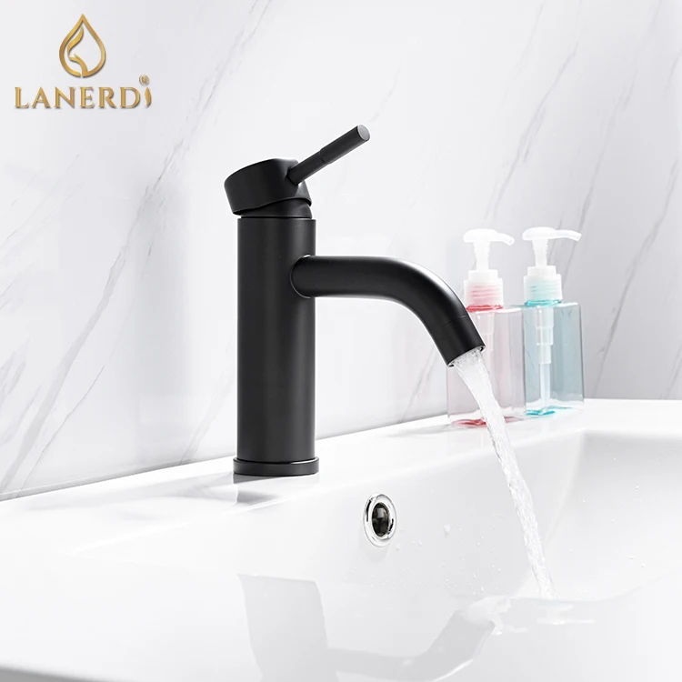 upc cheap black 1 hole 304 villas stainless steel restroom bathroom basin faucet mixer tap taps grifo de lavabo