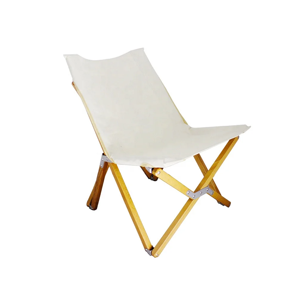 Japan outdoor folding beech portable beach lowseat camping wood butterfly chair