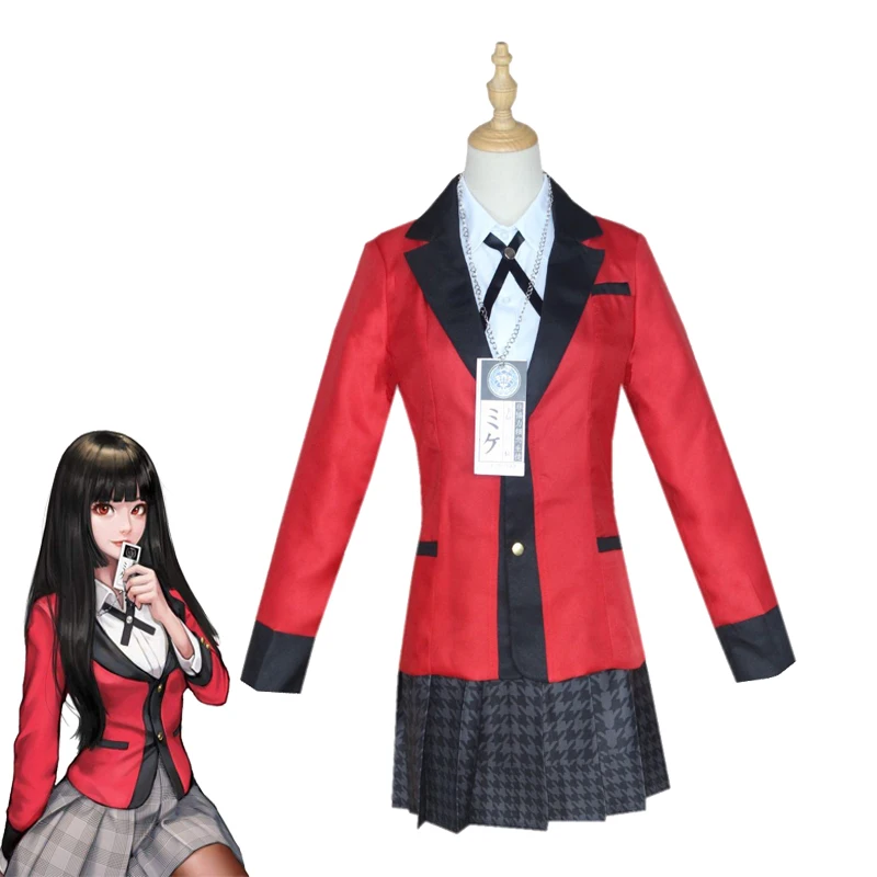 Cosplay Costumes Kakegurui Yumeko Jabami Yomotsuki Runa Japanese School Girls Uniform Full Set Jacket+Shirt+Skirt+Stockings+Tie