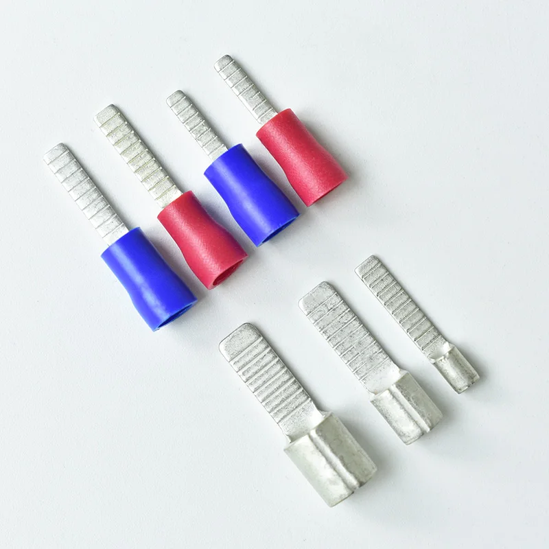QWT DBV Copper Vnyl Pre-insulated Electrical Lipped Chip Shaped Connector Cable Pin Blade Splice Flat Terminal Lug Size