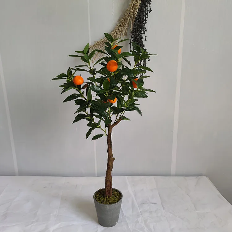 Wholesale Plastic Kumquat Mandarin Oranges Plant Fruit Bonsai Artificial Orange Tree For Living Room Decoration