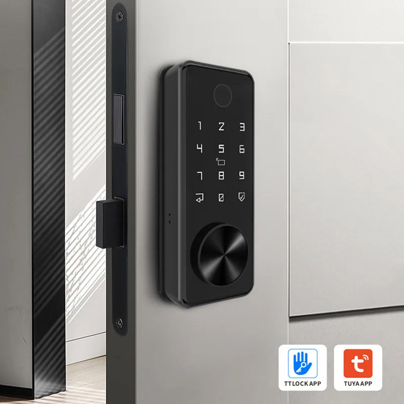 Key Tuya Glass Door Smart Fingerprint Digital Safe Wood Door Lock Ttlock Outdoor For Home Hotel Apartment