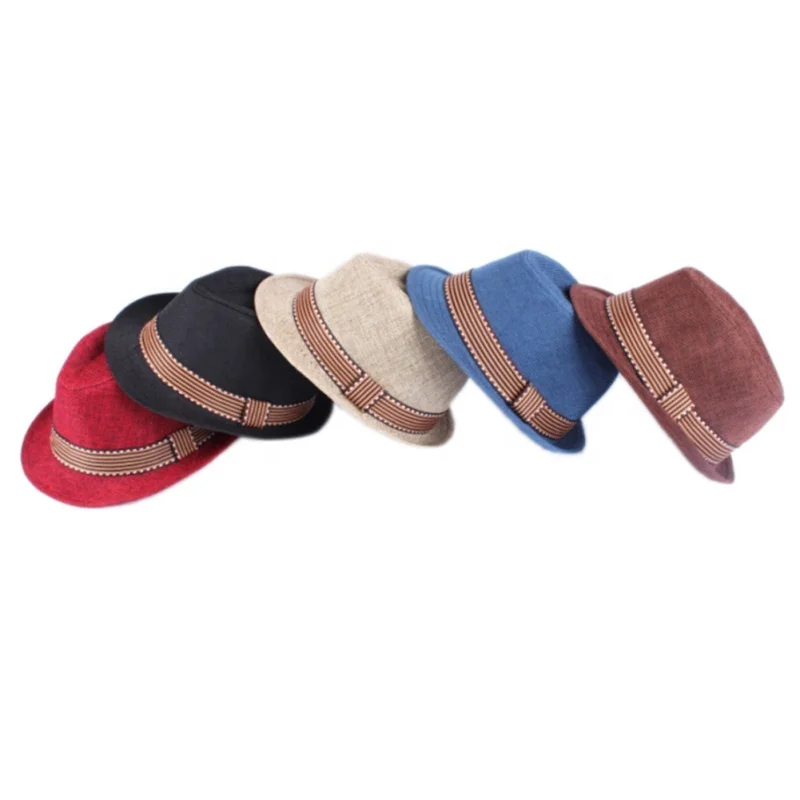 Kids Straw Beach Hats Ladies Summer Fedora Hat Men Jazz Sun Hat Parent-Child