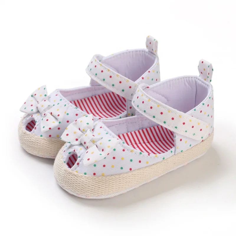 EVERTOP full cotton canvas printing non slip sole summer baby sandal shoes newborn girl shoes