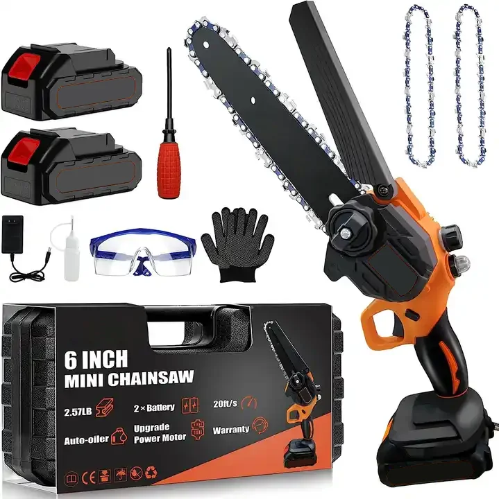 Mini Best Electric Cordless Small Handheld Chain Saw with Rechargeable Battery 6 inch Mini Power Chain Saw for Yard Work