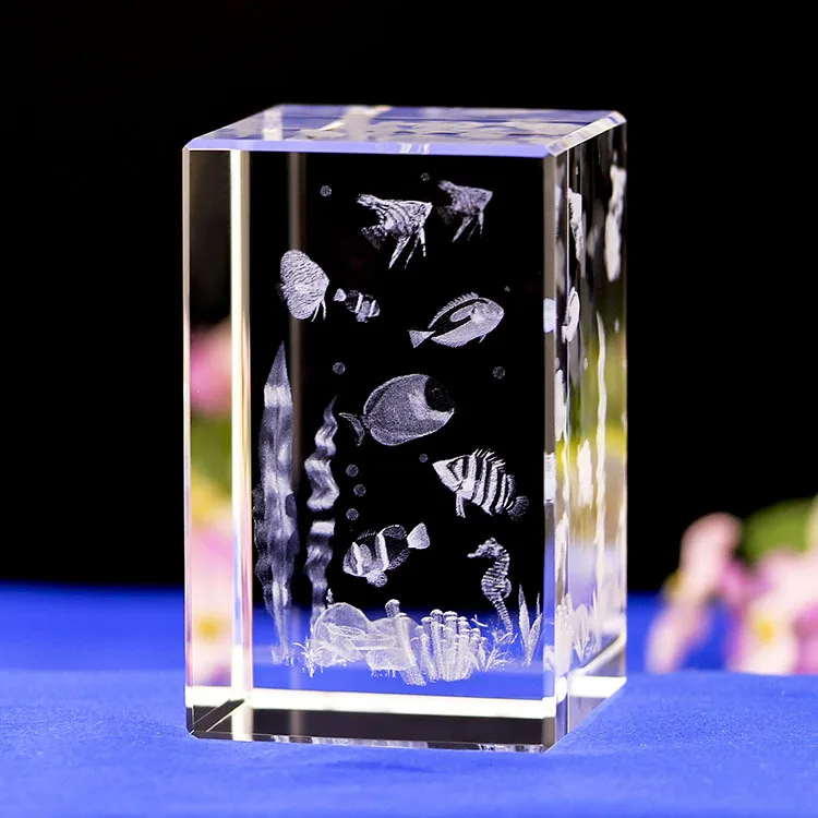 3d Laser Engraving Crystal Cube Sublimation Crystal Sea Animals Souvenir Fish Crafts Valentine Wedding Ornaments gifts