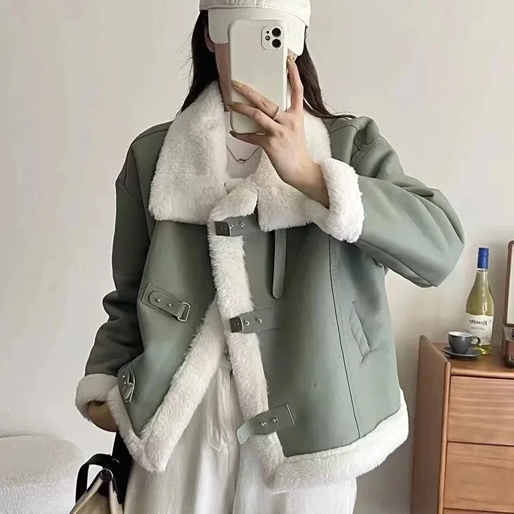 Thickened Lamb Wool Coat for Women 2024 New Autumn Winter Fur All-in-one High-end Small Fragrance Style Baseball Uniform