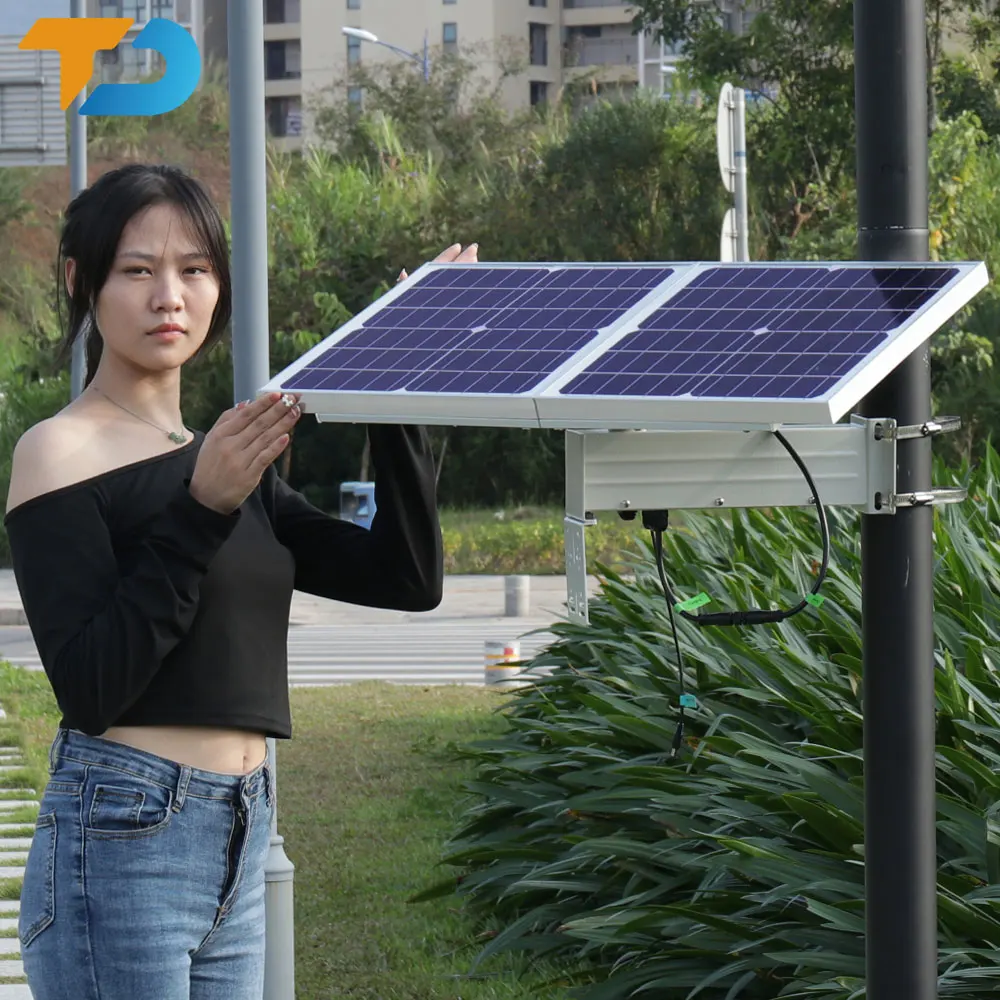TecDeft Solar battery powered 12V for security camera Solar panels kit 30W lithium-ion batteries Solar power system for CCTV