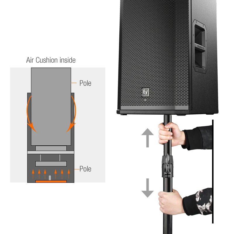 Professional auto locking air cushion heavy duty 12 15 inch adjustable tripod floor speaker stand for professional speaker