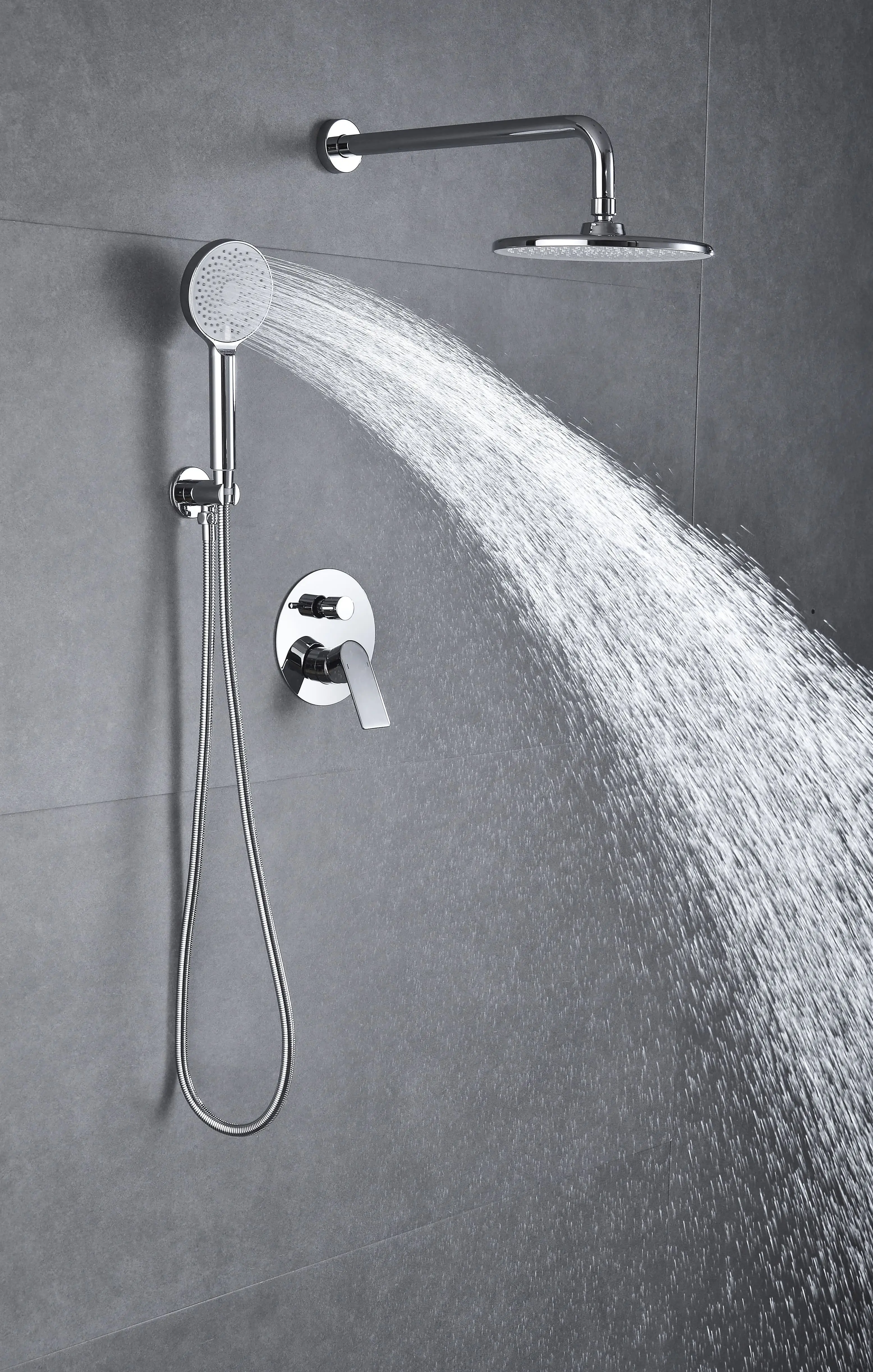 Bathroom wall hung shower set brass material water faucet top shower waterfall high class in factory