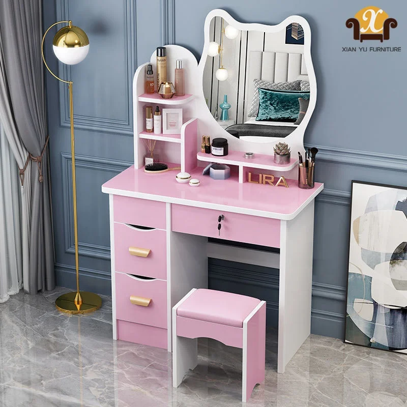 
Wholesale High Quality Bedroom Dresser Furniture Mdf Melamine Board Modern Dressing Table With Mirror And Stool 