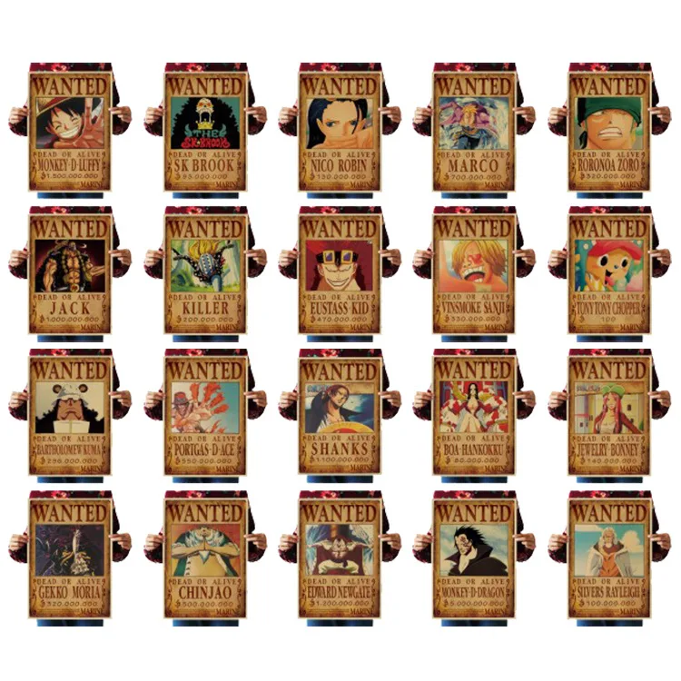 Custom LUFFY Roronoa Zoro Series Cartoon Placard Home Decoration poster Retro Kraft Paper Paperboard Printing