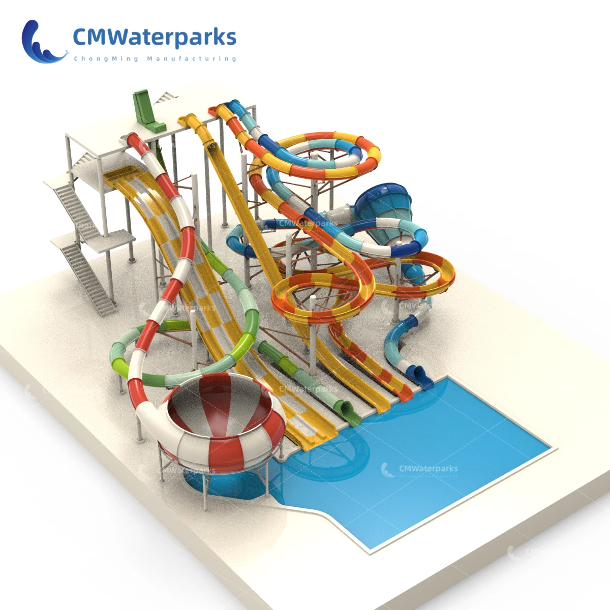 2024 New Combination Bodyslides Adults Water Swim Slides Water Park Fiberglass Swimming Pool Slides for Inground Pools