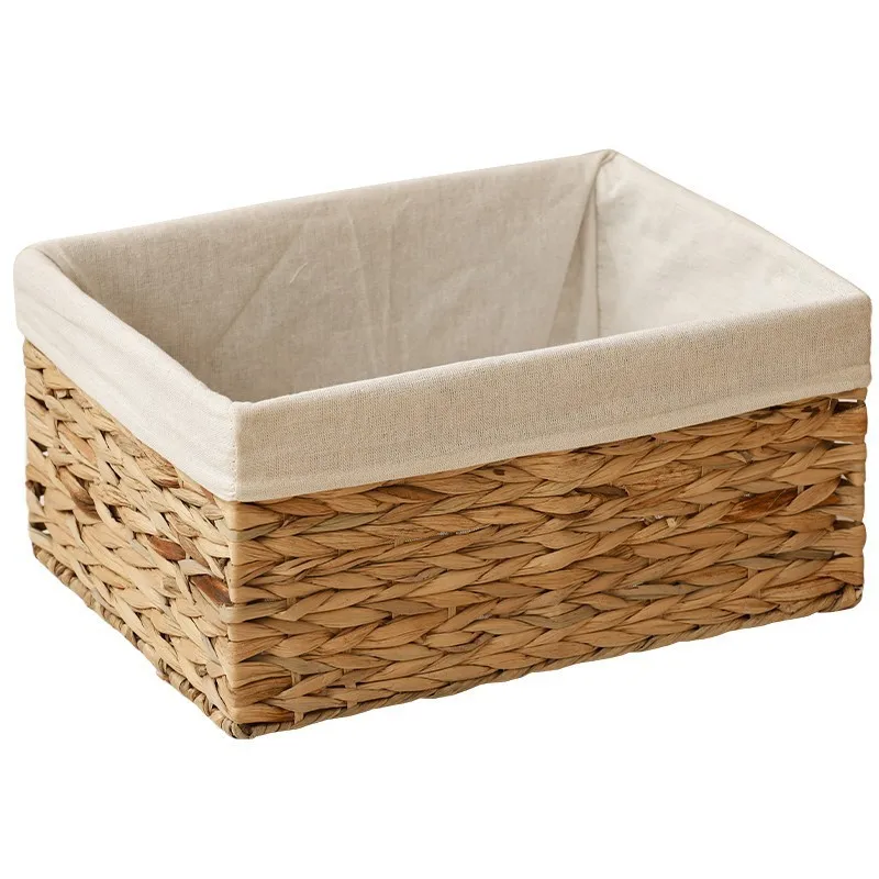 Wholesale Beige Storage Square Round Paper rope braiding Storage Baskets Rectangular Wicker Baskets with Built-in Handle Basket