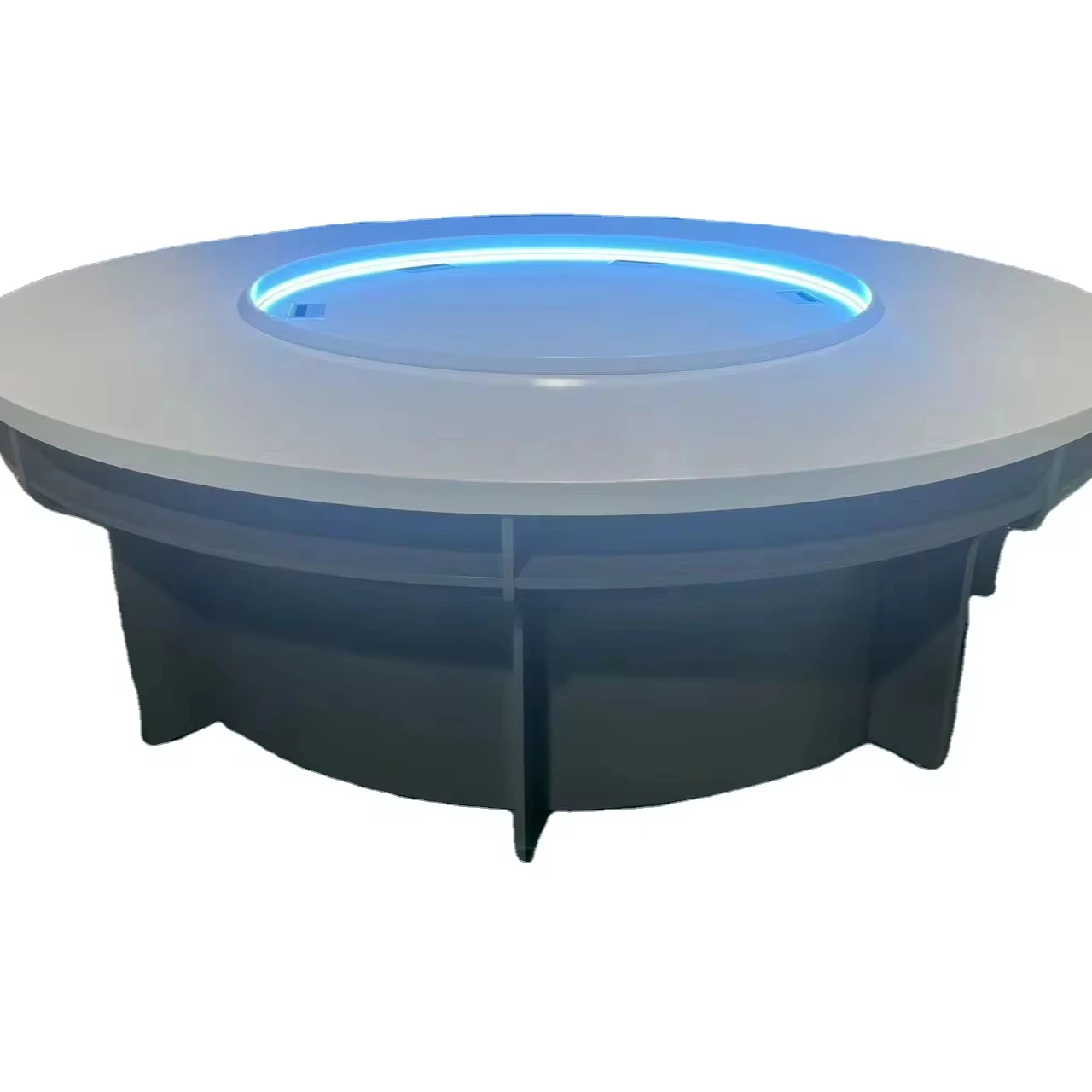 High end boutique circular illuminated island exhibition stand, shoe and bag goods display rack