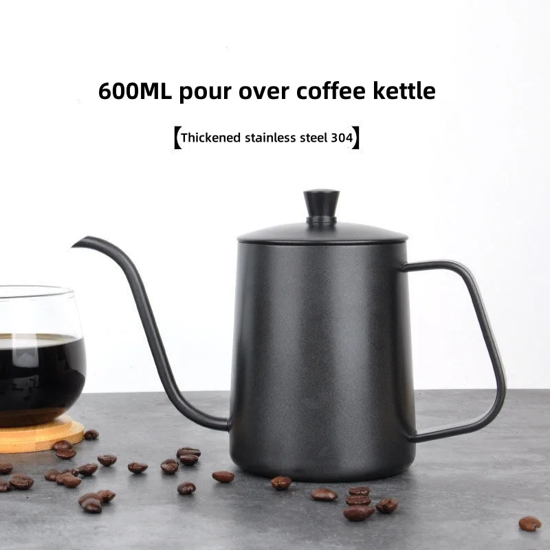 Black Gooseneck Coffee Pot Stainless Steel Coffee Maker Hand Drip Pot Pour Over Coffee Kettle