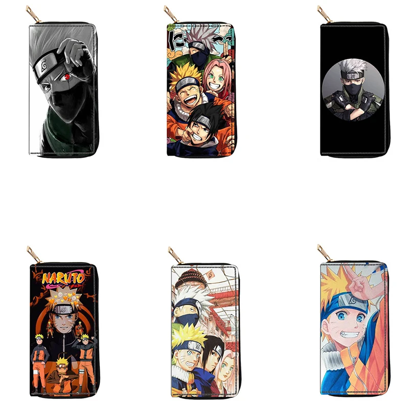 Cartoon Anime Ninja Kakashi Purse Anti-Lost With Zipper Wallet Card PU Leather Coin Purse Portable Moneybag For Promotional Gift
