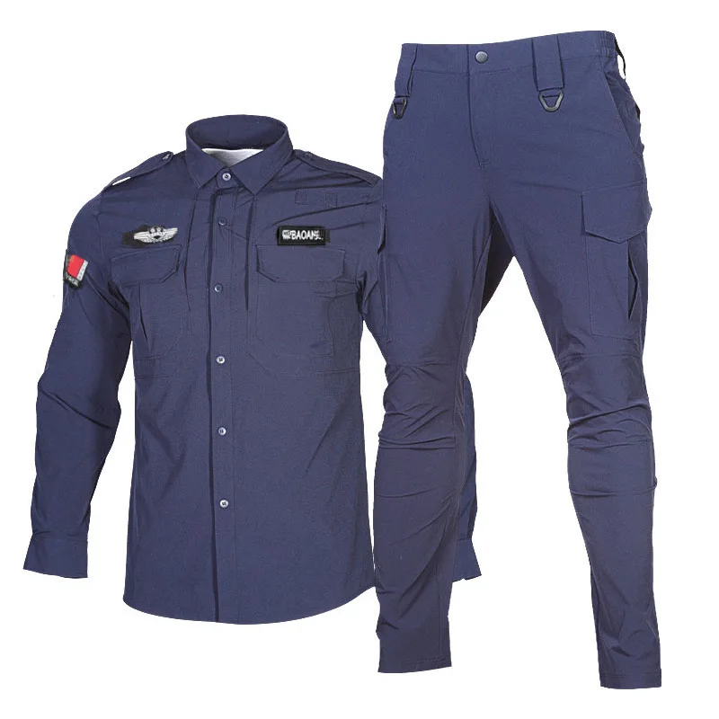 Wholesale new security uniforms set long-sleeve dark blue quick dry security guard uniform manufacturer