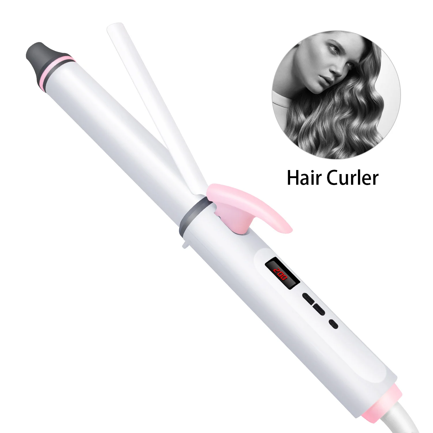 Professional LCD Temperature Magic Hair Straight and Crimping Iron Rotating Waver Curler For Long