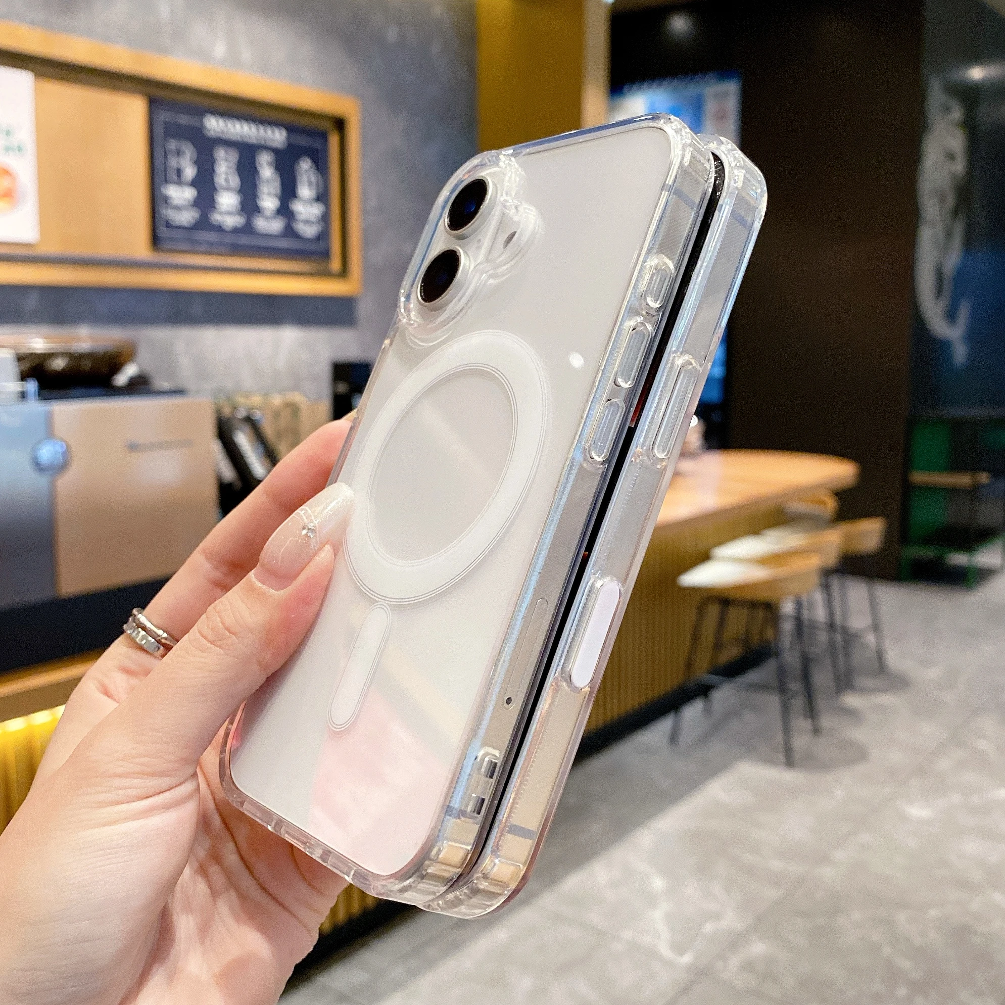 Luxury Clear Magnetic Phone Case for iPhone 16 Wireless Charging Camera Button Mobile Phone Case for iphone 16 pro