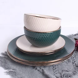 Restaurant white tableware set ceramic dinnerware set porcelain plates cup with saucer set