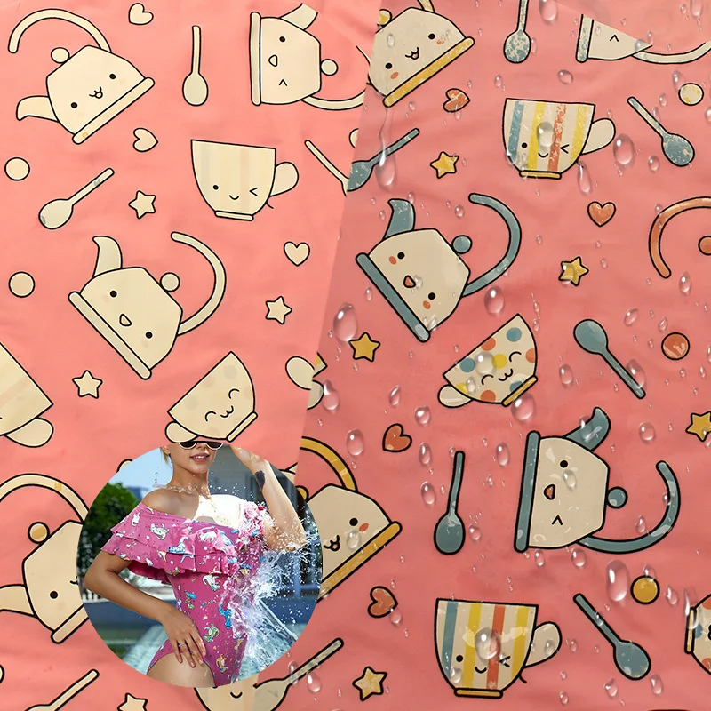 Customized Print Pattern Water Color Change  100% Polyester Fabric Wet Color Change Fabric For Swimwear Chromorphous Fabric