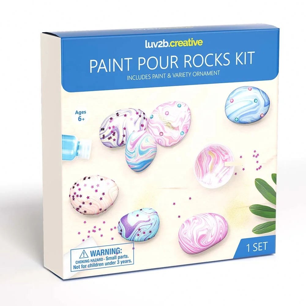 Make Your Own Pour Paint Rock Kit Sparkling Rock Painting Art and Craft Creativity for Kids