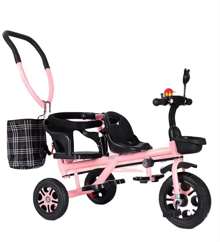 Factory kids toy tricycle for twins cheap kids double seat tricycle with pedals ride on car