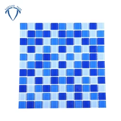 Плавательный бассейн дома декоративные стены плитка стеклянная мозаика желтая синего цвета