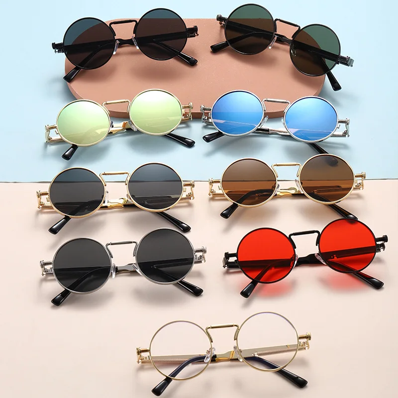2023 New Retro Round Frame Sunglasses Fashionable Slimming Eyeglasses Trendy Street Photo Sunglasses