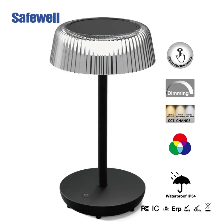 Rechargeable Outdoor Solar Battery Table Lamp Acrylic Clear Lamp Shade Garden Bedroom Hotel Decorative Lamps