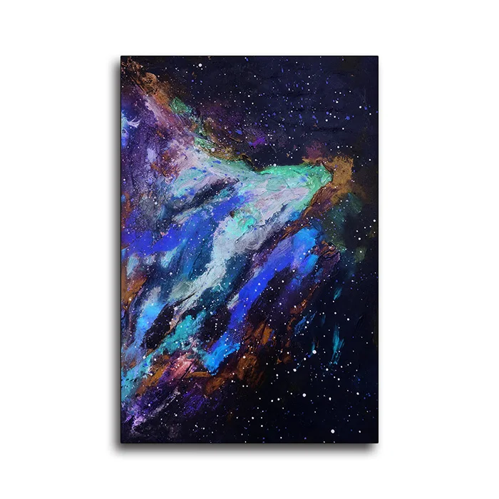 Яркая картина глянцевого блестящего неба с ночным видением, современный пейзаж, масляная живопись, украшение для дома, настенное искусство