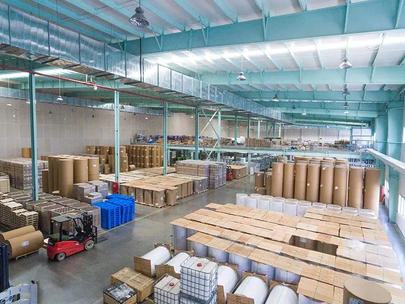 semi glossy self adhesive paper jumbo rolls with 60gsm yellow glassine liner