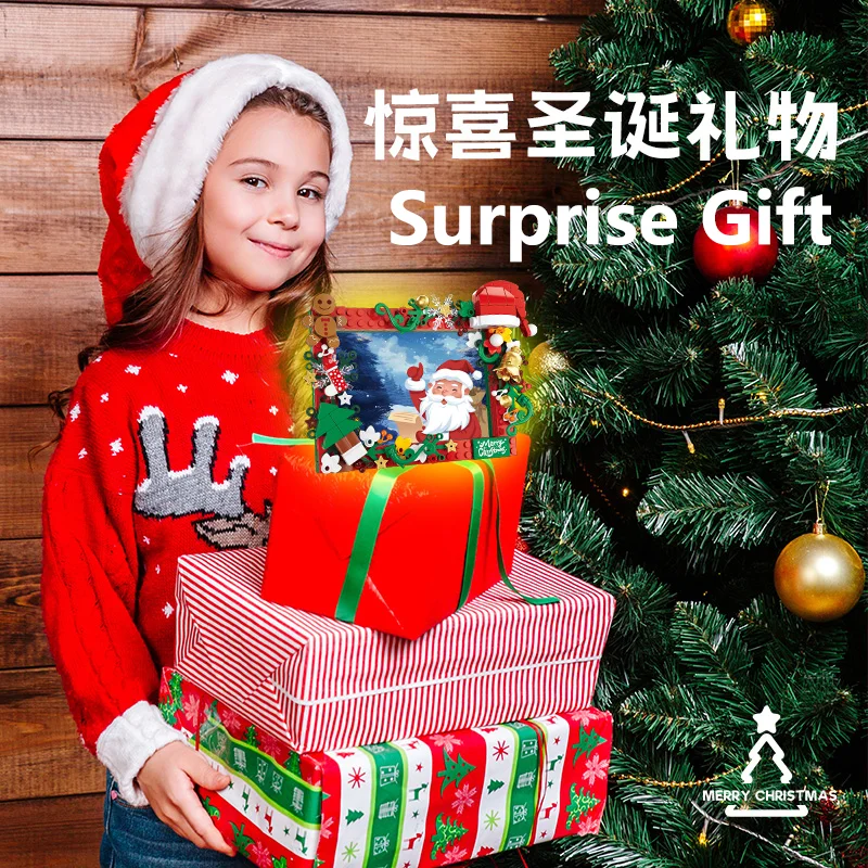 2024 Christmas Photo Frames Building Block Set Santa Claus Plastic Block Picture Photo Albums 3D Models Assembly Toys Decoration