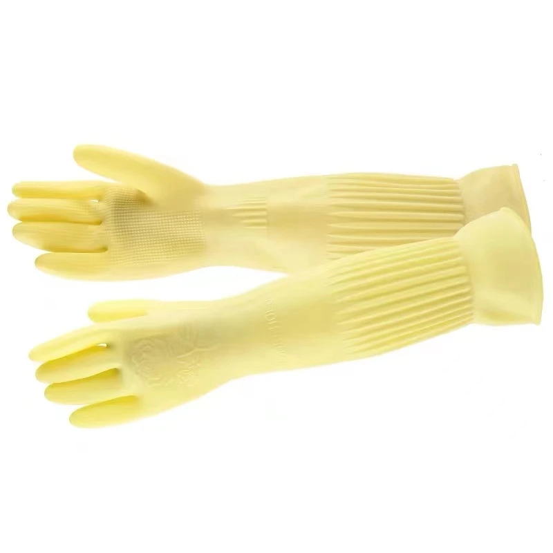45cm 38CM extra long cuff kitchen cleaning washing household flocklined thick waterproof latex rubber gloves