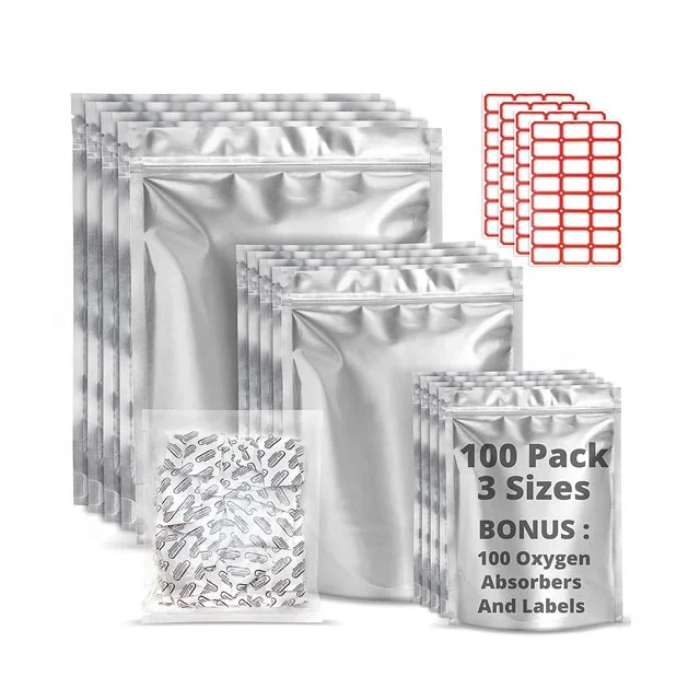 Premount 1 Gallon Packet Foil Resealable Packaging Pouch Oxygen Absorbers bag For Long Term Food Storage