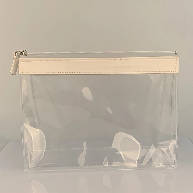 Прозрачная косметичка из ПВХ с логотипом на заказ, Сумка с белой молнией