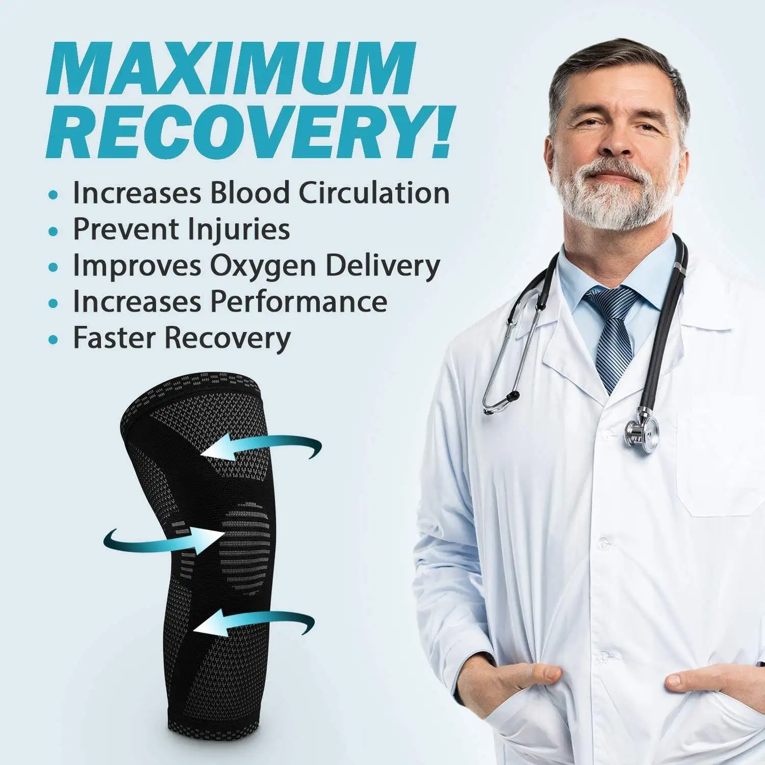 Kangda 3D nylon elastic knitting compression knee brace support