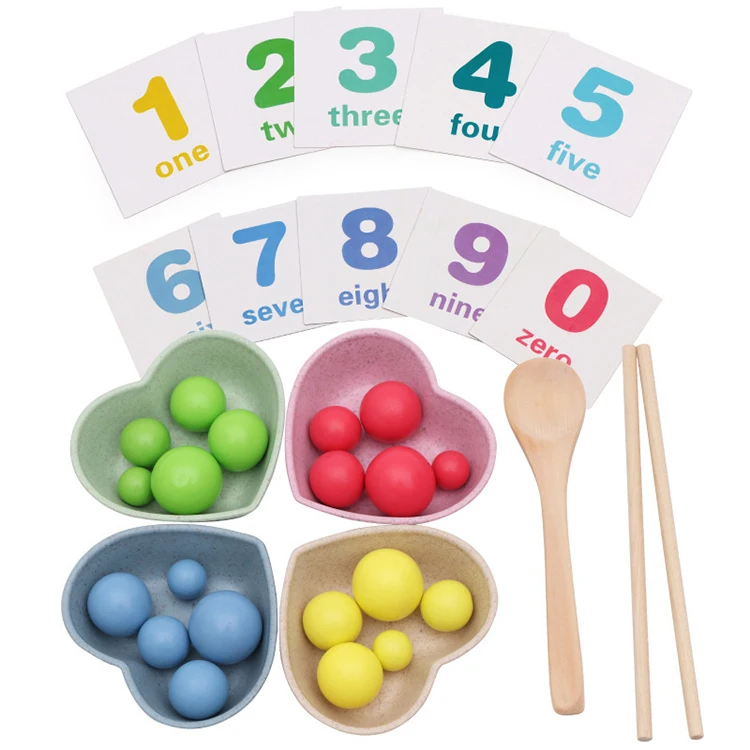  Hot Sale Children Math Toy Montessori Toys Wooden Clip Beads Multi-functional Practice Chopsticks Kids Early