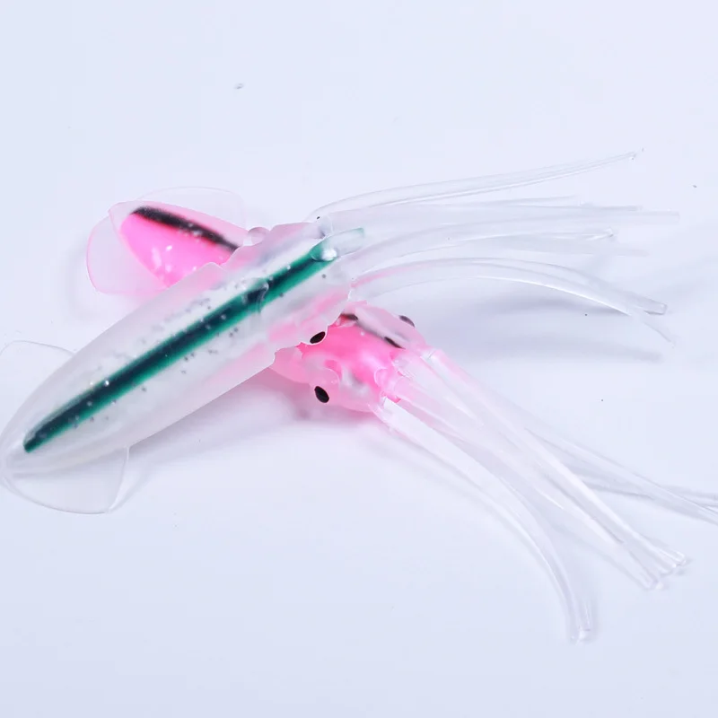 SNEDA Squid Lures Saltwater Luminous Squid Soft Fishing  11.6cm 10g PVC/Silica Gel Lighted Artificial Bait